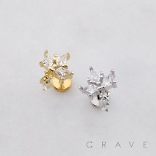 MULTI  MARQUISE CZ FAN DANGLE THREADLESS (PUSH IN) 316L SURGICAL STEEL LABRET SET